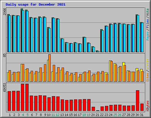 Daily usage for December 2021