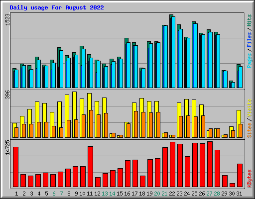 Daily usage for August 2022