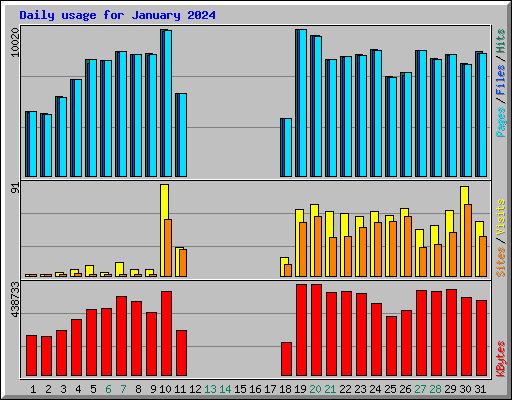 Daily usage for January 2024